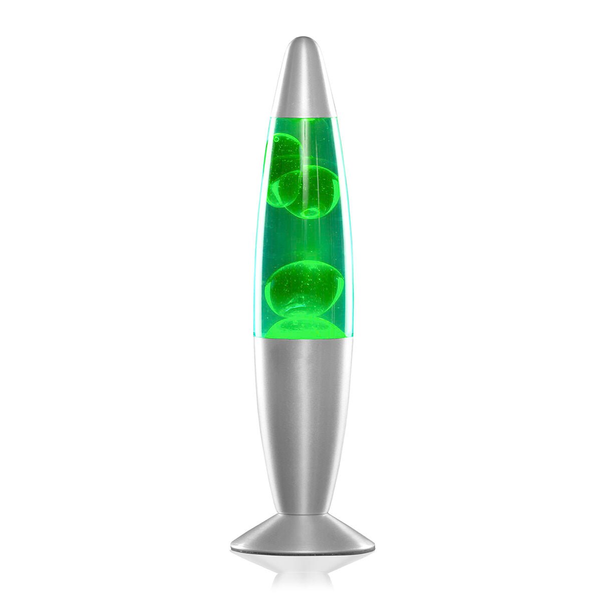 LED Lava Lamp Green Wax Motion Light with Aluminum Base - Product showcase