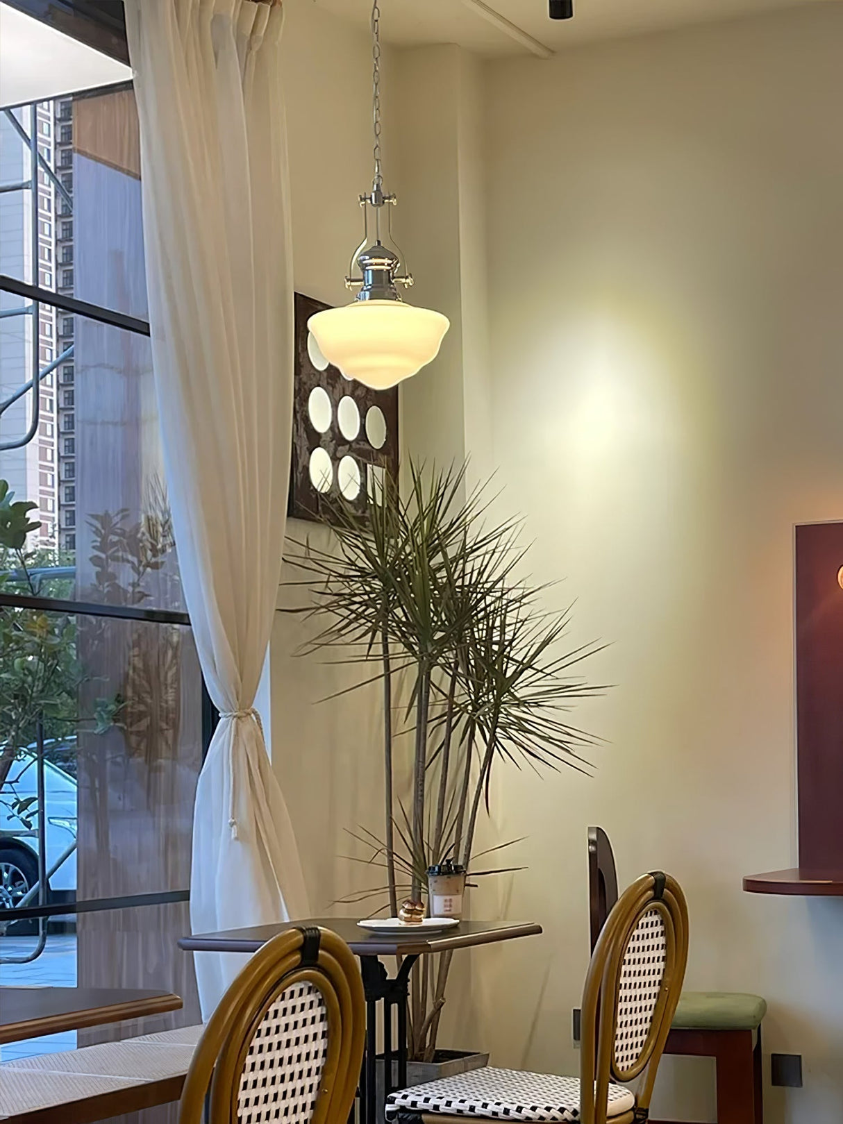 Vintage Schoolhouse Pendant Light Opal Glass Shade - Product detail 15