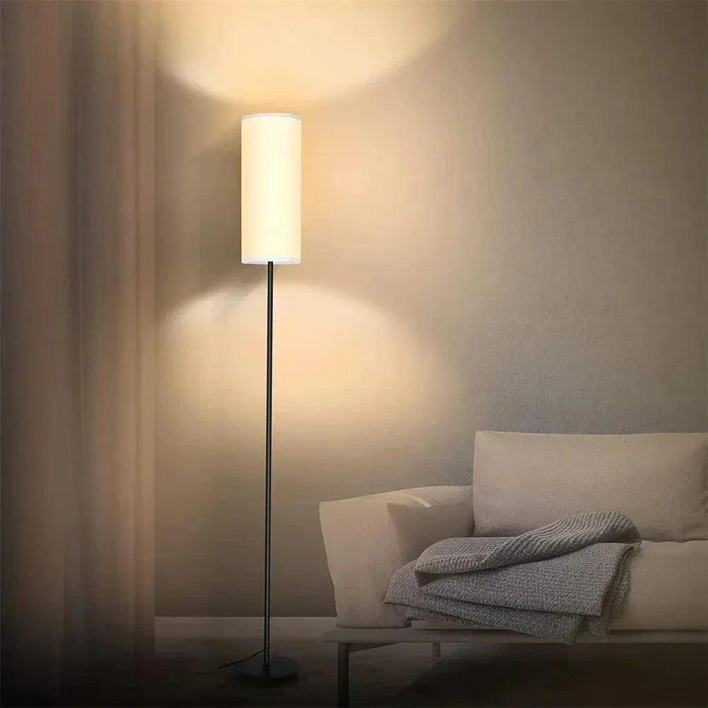 Modern Floor Lamp  Black Iron Base with Linen Shade - Product example