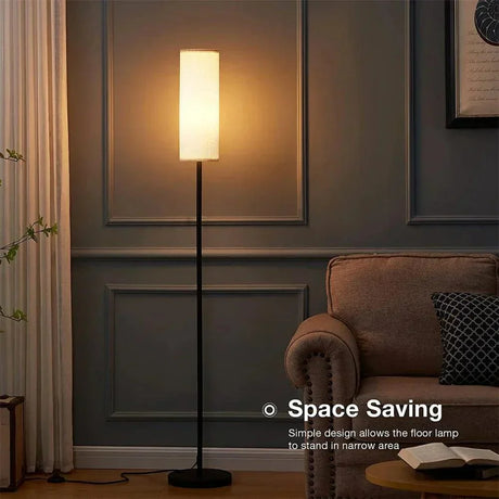 Modern Floor Lamp  Black Iron Base with Linen Shade - Product detail 4