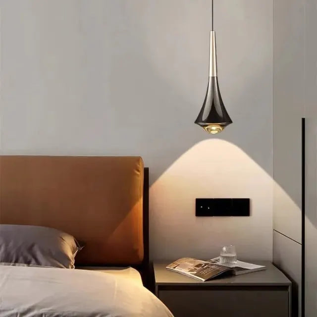 Modern Pendant Light Sleek Black Aluminum Cone Design - Product showcase
