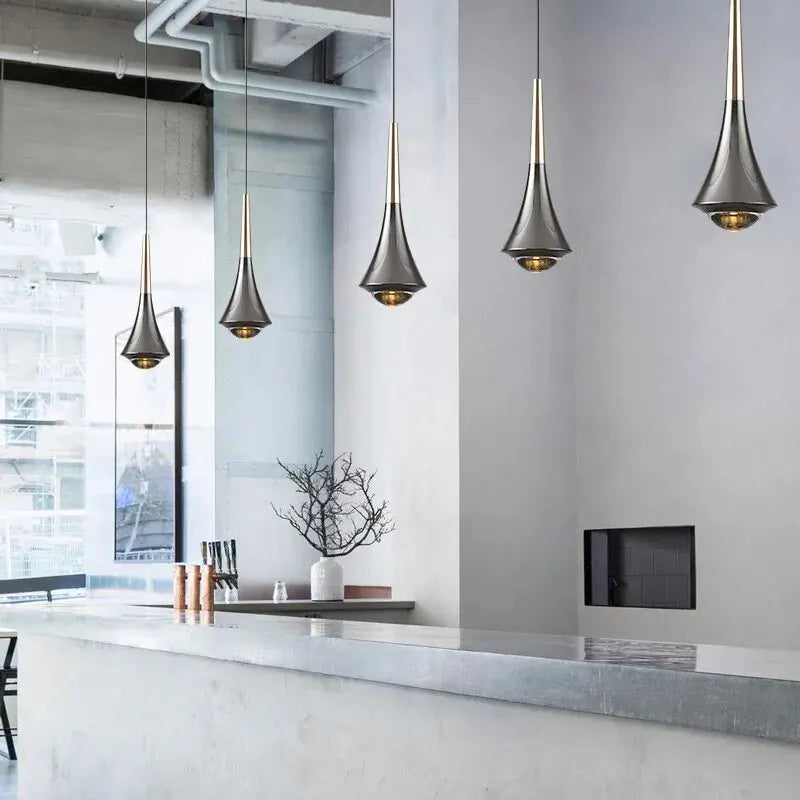 Modern Pendant Light Sleek Black Aluminum Cone Design - Product example
