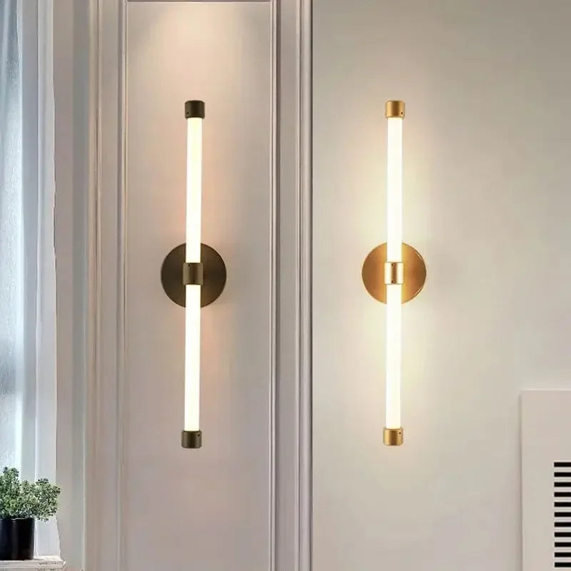 Modern LED Wall Light Gold Aluminum Linear Sconce - Detailed view