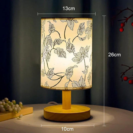 Japanese Cherry Blossom Table Lamp  Natural Wood Base with Fabric Shade - Product detail 10