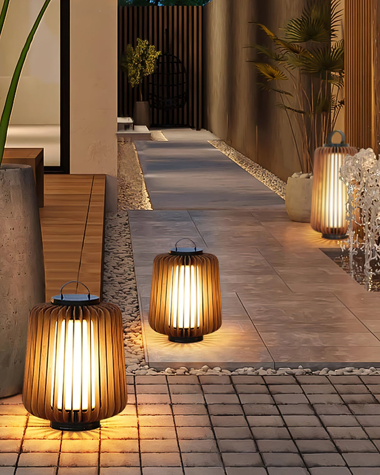 Modern Outdoor Table Lamp Wood Slat Lantern Design - Product detail 28