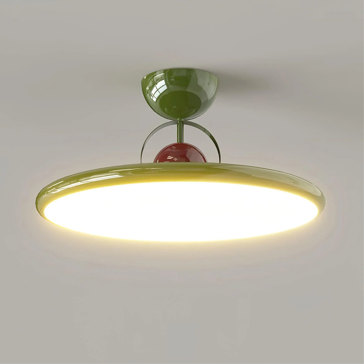Modern Ceiling Light Green Glass LED Flush Mount - Product showcase