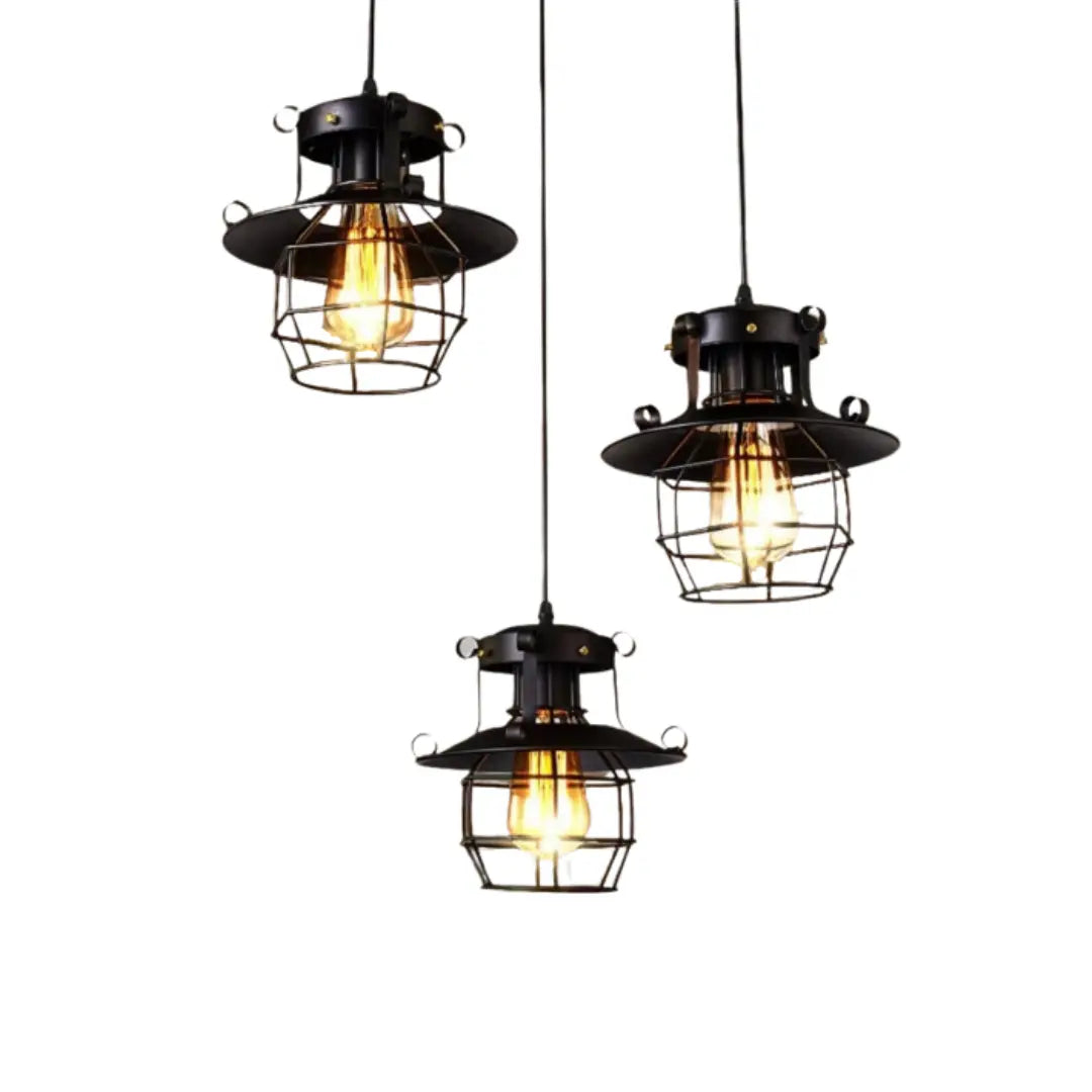 Industrial Pendant Light Black Metal Cage Design - Product detail 5