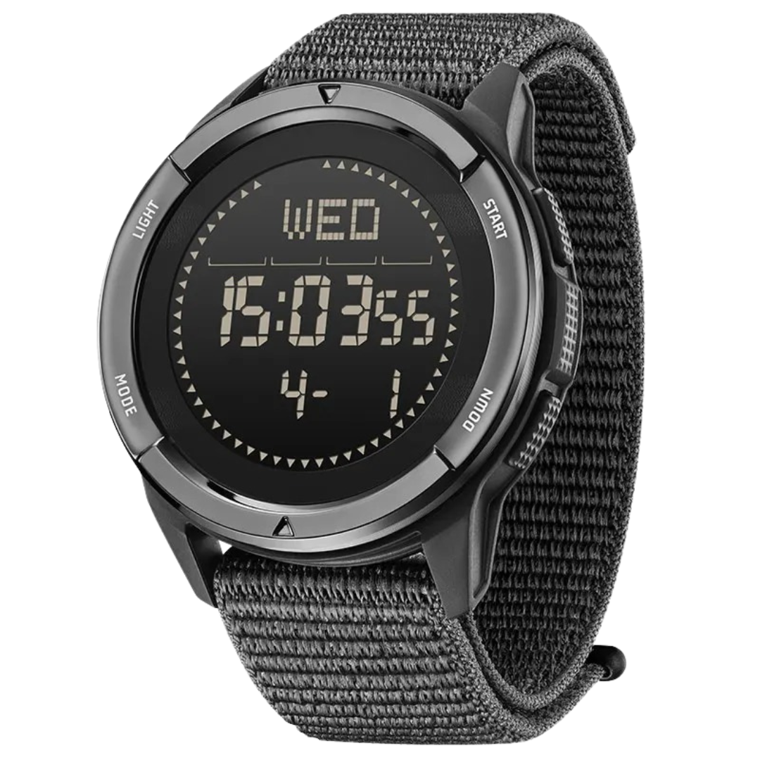 Digital Sports Watch Carbon Fiber Case with Military Green Strap - Product example