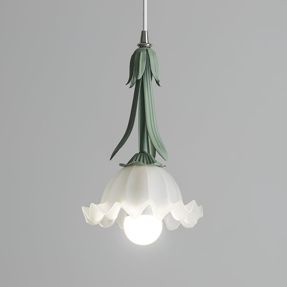 Floral Pendant Light Elegant Glass Bell Design - Product detail 8