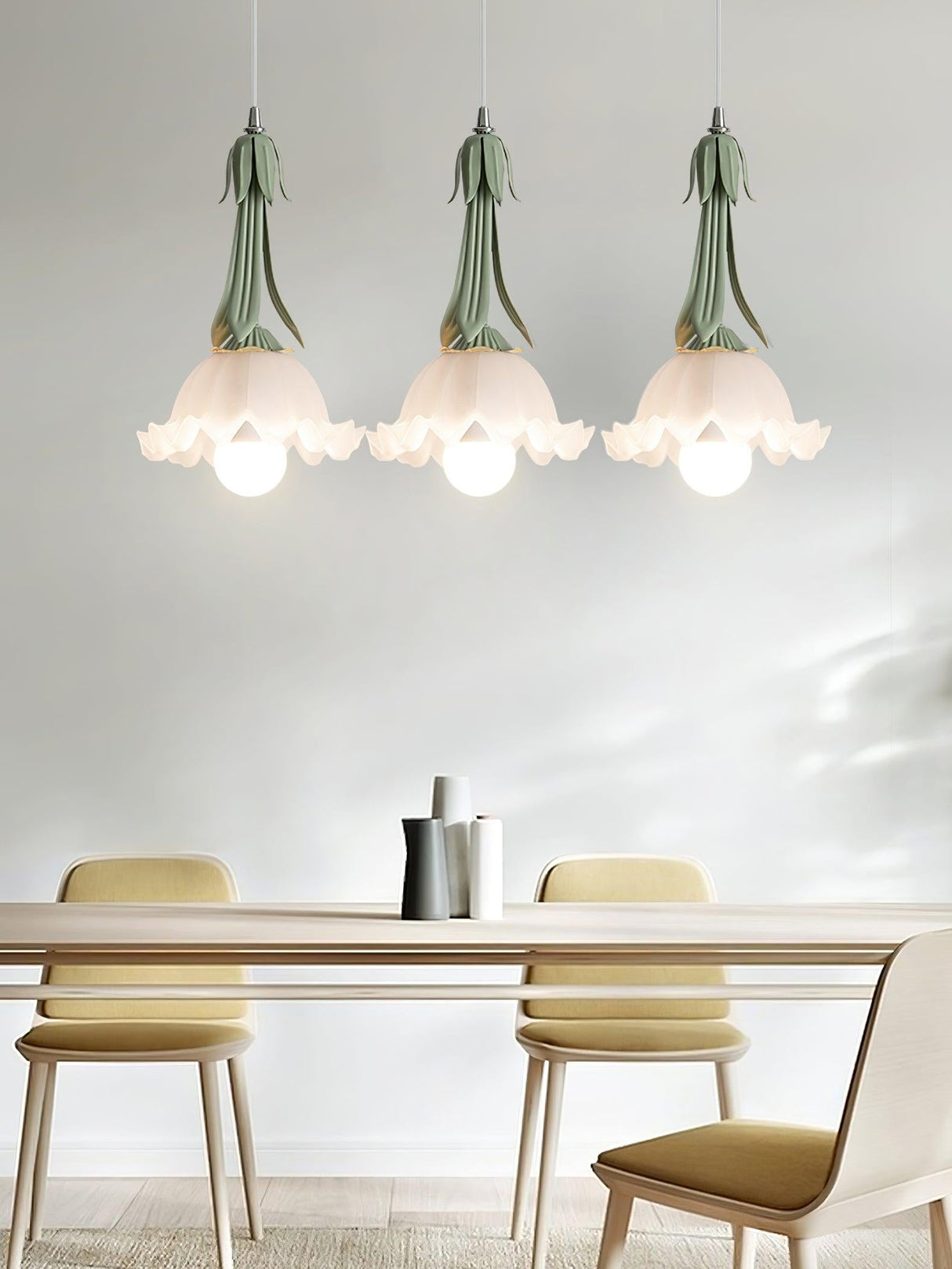 Floral Pendant Light Elegant Glass Bell Design - Product detail 5