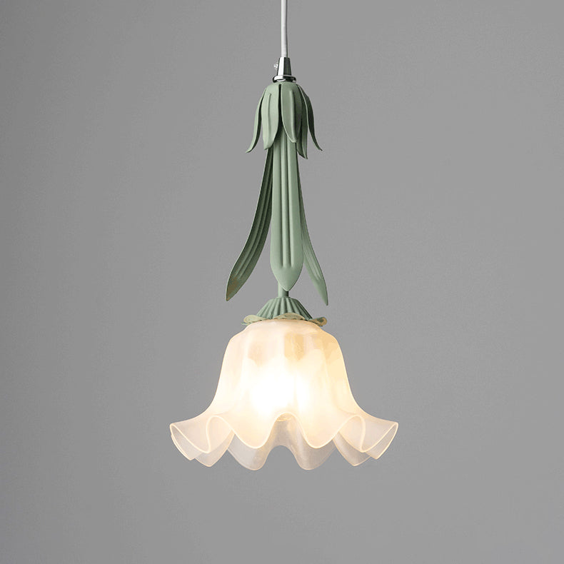 Floral Pendant Light Elegant Glass Bell Design - Product detail 10
