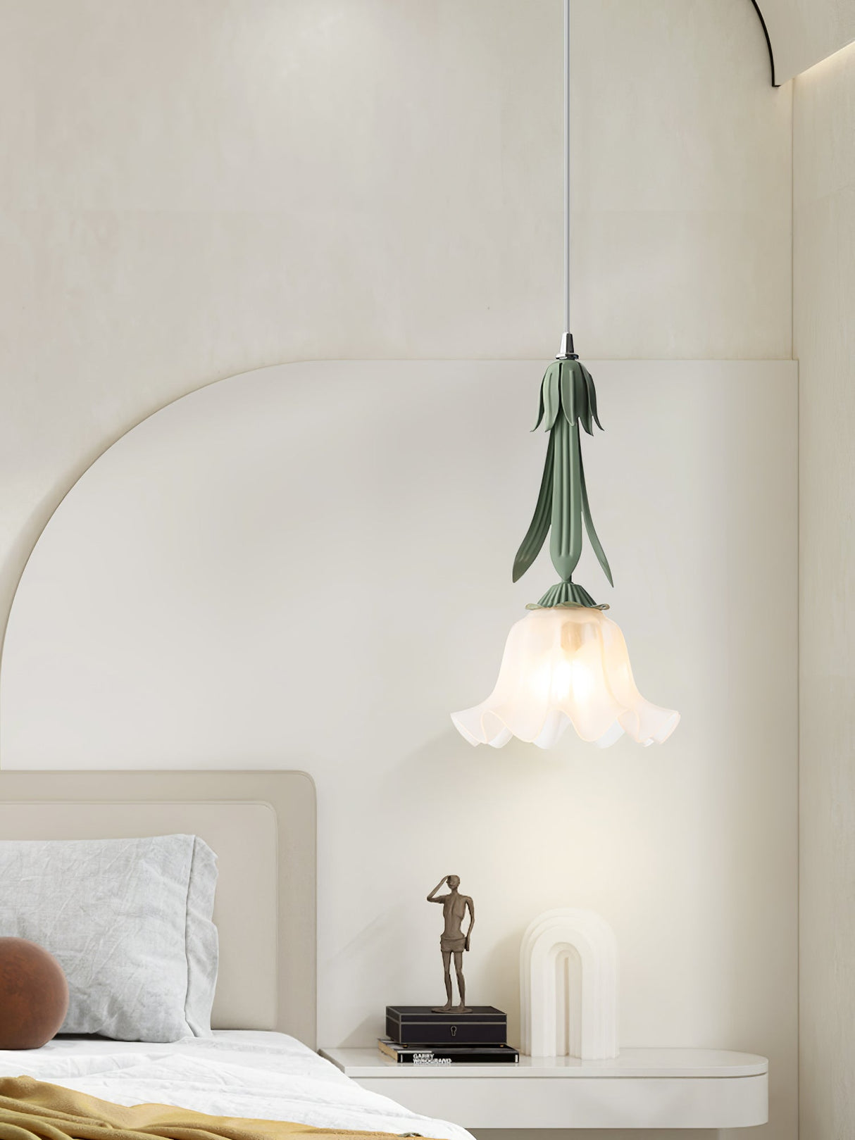 Floral Pendant Light Elegant Glass Bell Design - Product detail 6