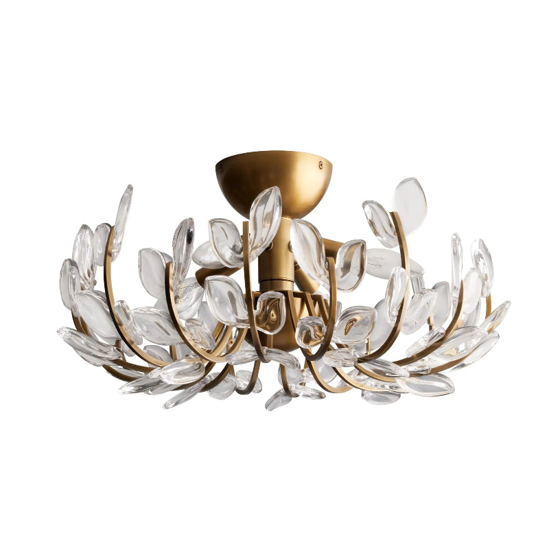 Floral Ceiling Light Crystal Glass Petals with Brass Base - Product detail 7