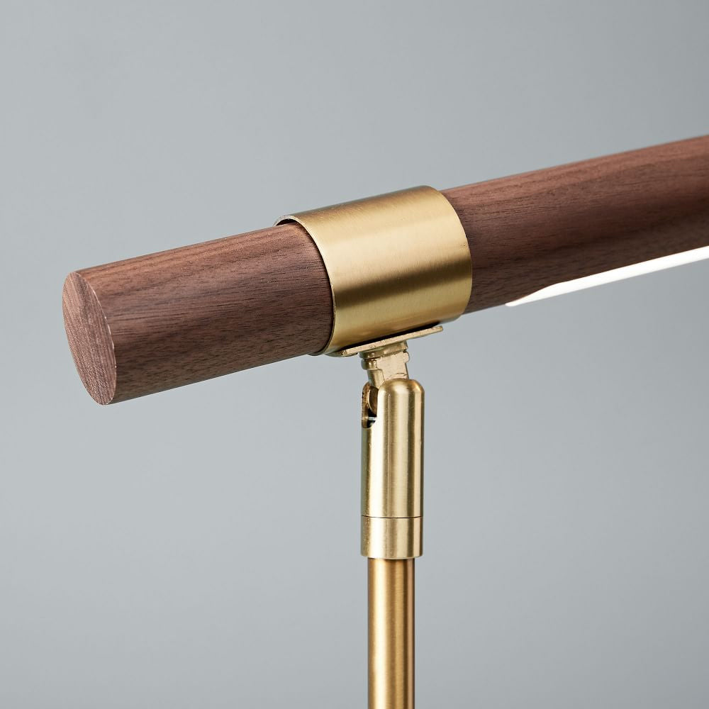 Modern LED Desk Lamp Walnut Wood Gold Metal Design - Product detail 6
