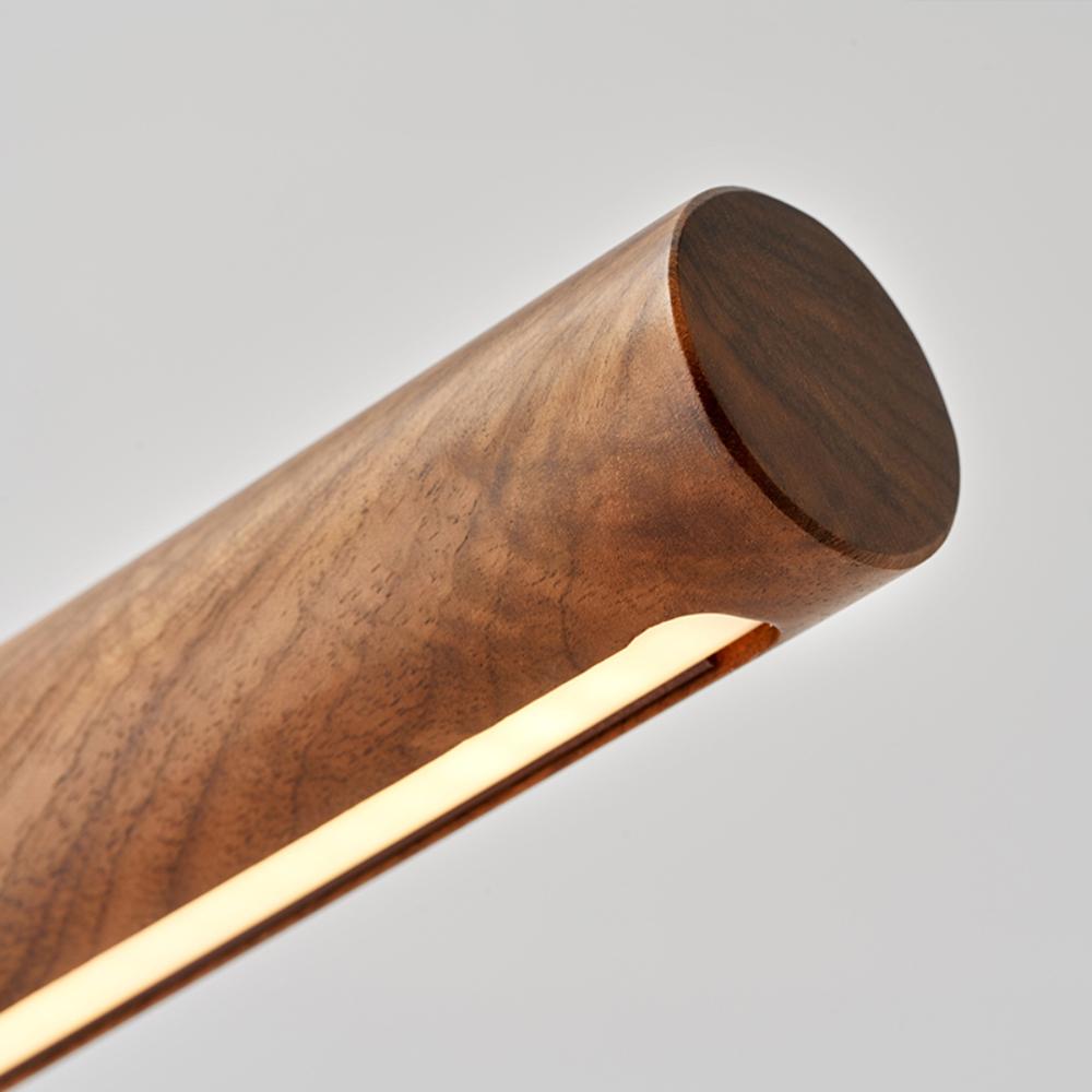 Modern LED Desk Lamp Walnut Wood Gold Metal Design - Product example