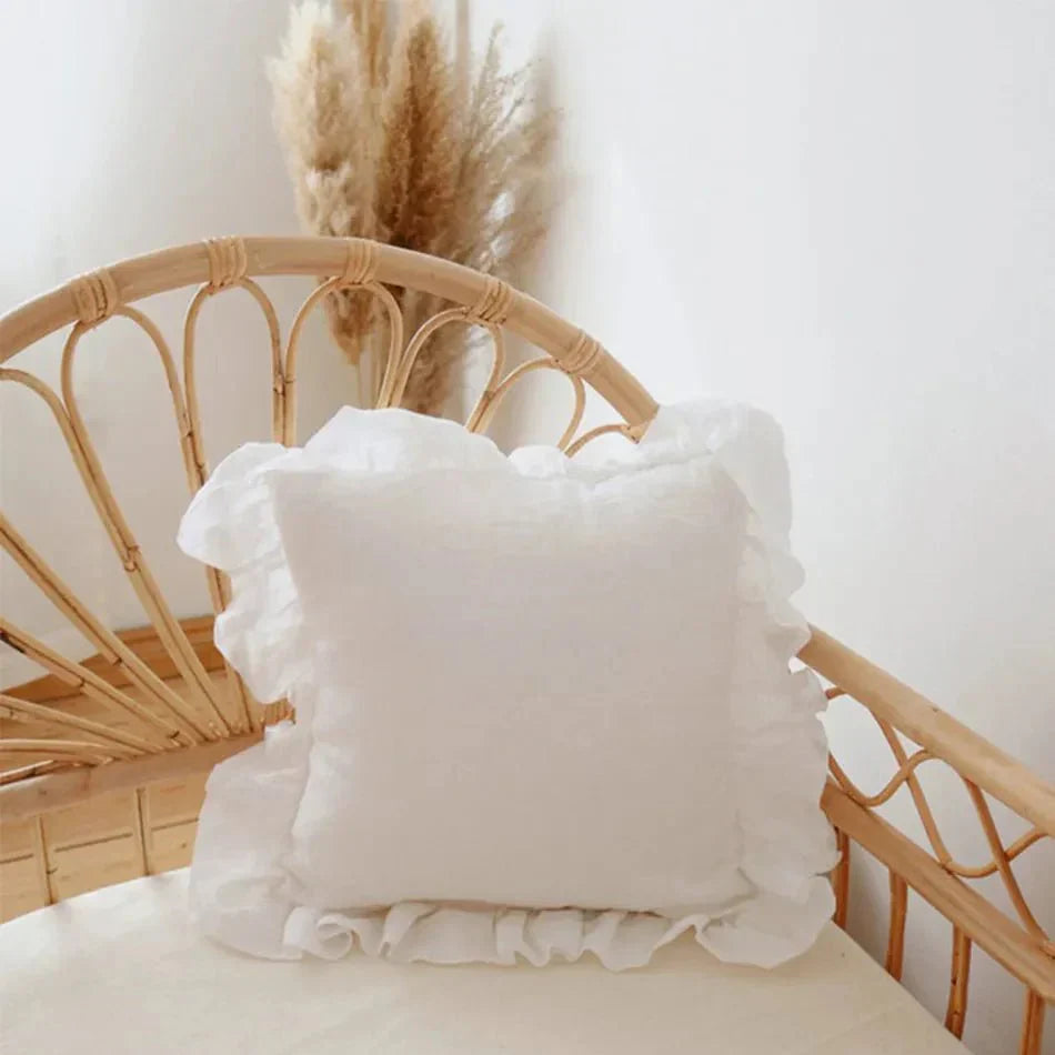 Linen Ruffle Pillow Cover Soft Textured Decorative Cushion - Product detail 7