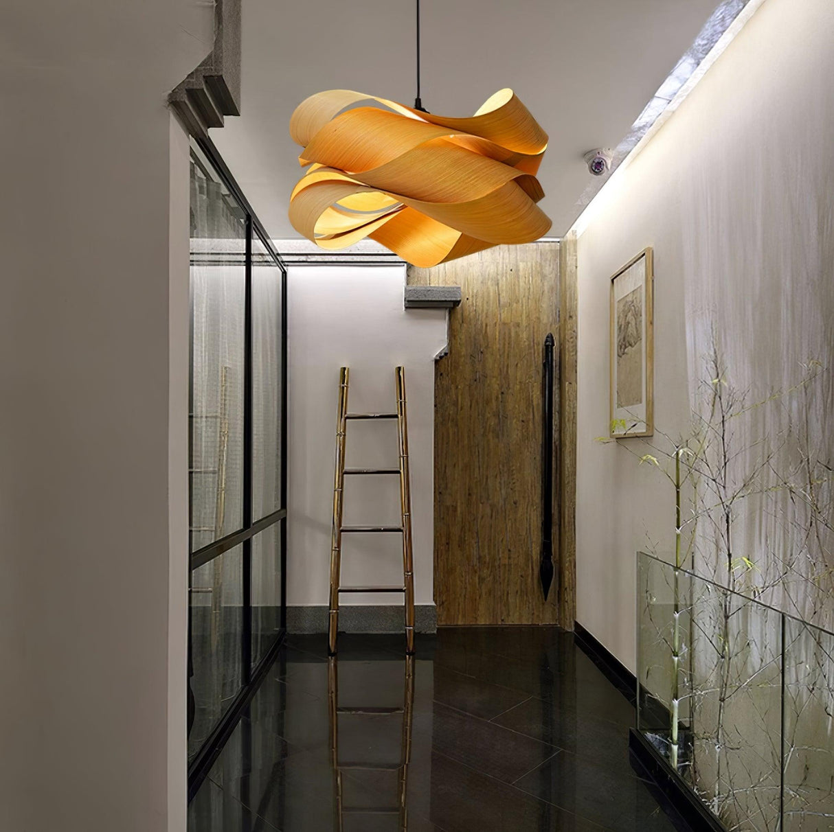 Modern Wood Pendant Light  Natural Grain Spiral Design - Product detail 6