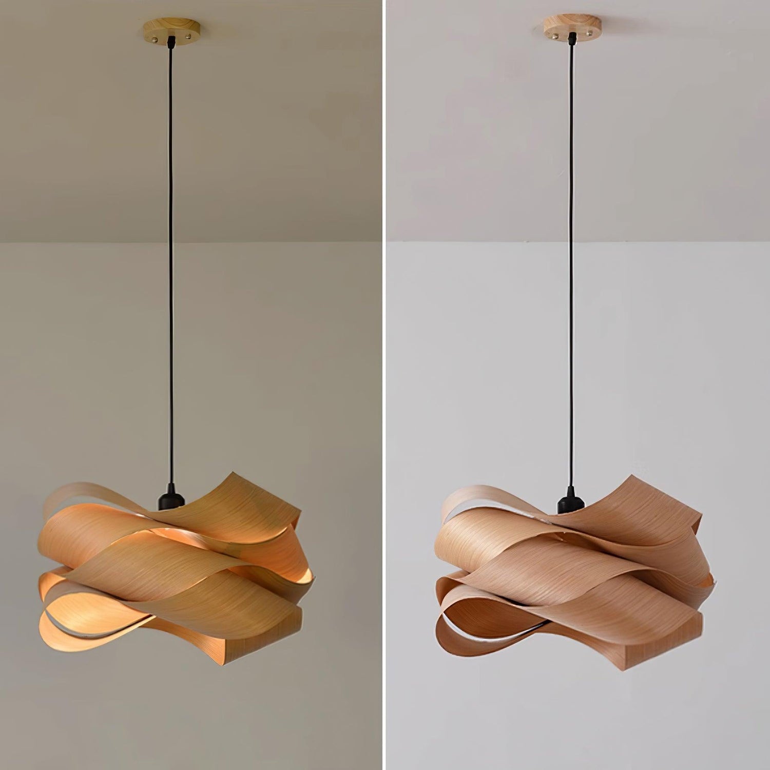 Modern Wood Pendant Light  Natural Grain Spiral Design - Product detail 4