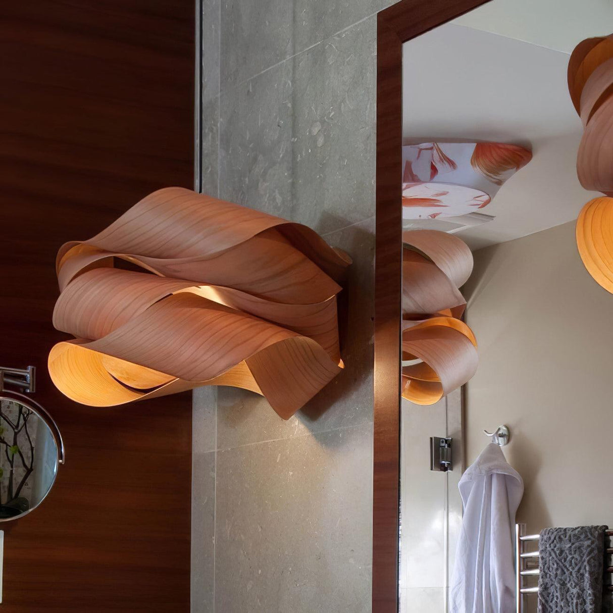 Modern Wood Pendant Light  Natural Grain Spiral Design - Product example