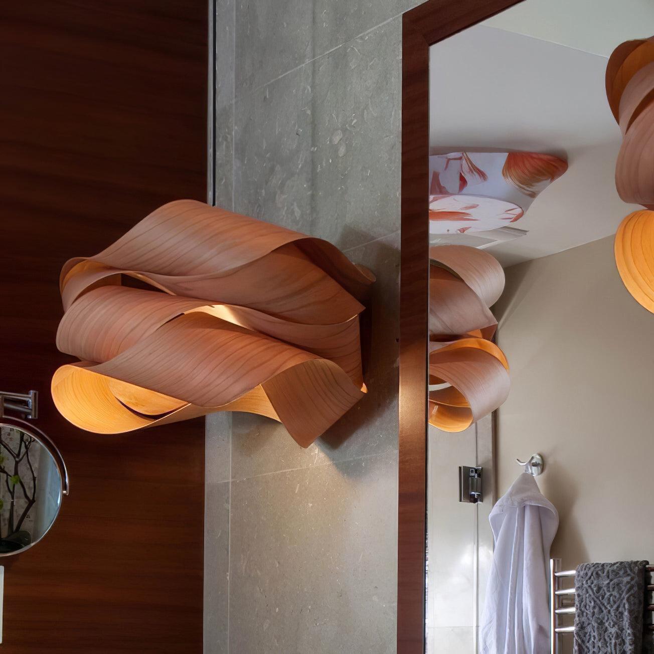 Modern Wood Pendant Light  Natural Grain Spiral Design - Product example