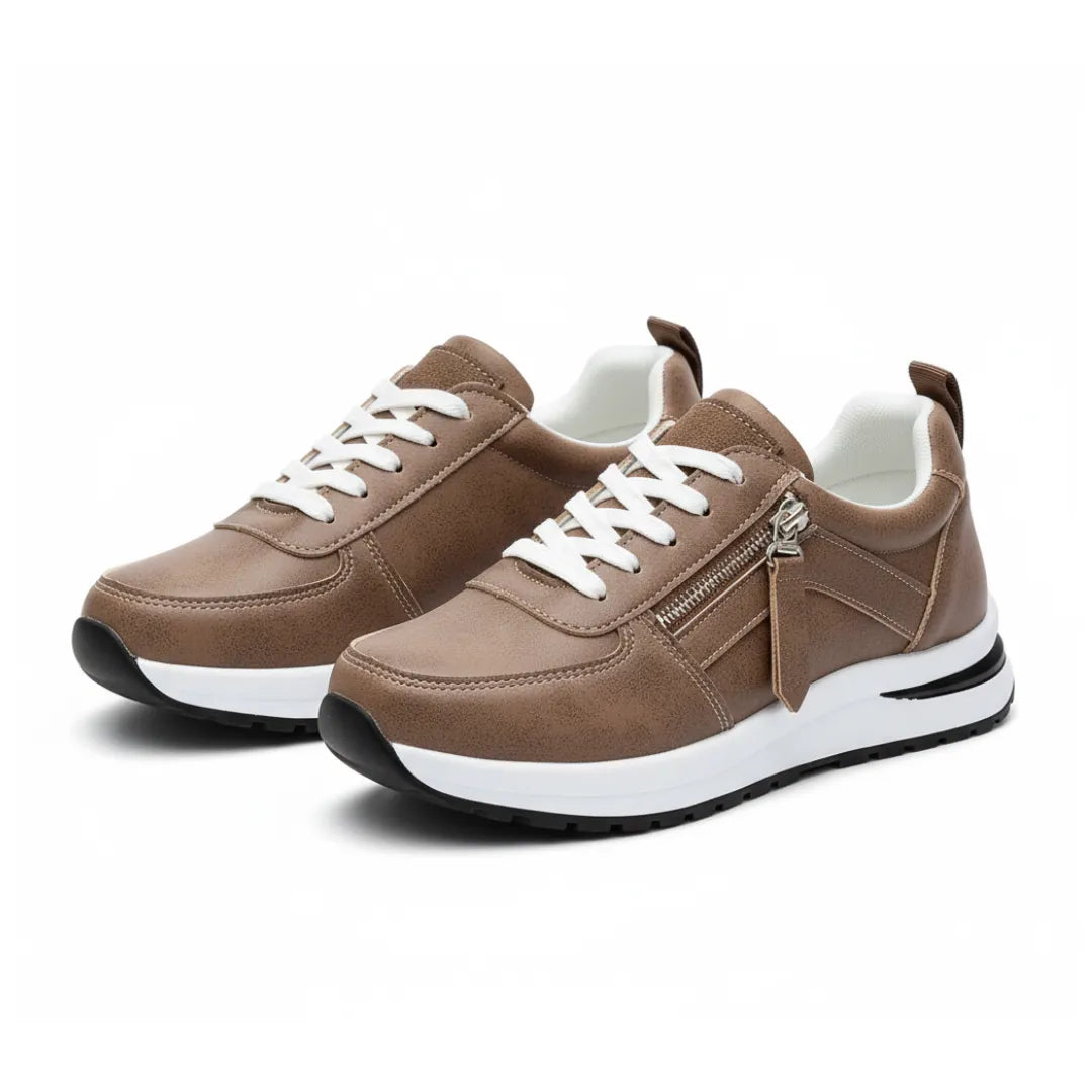 Womens Platform Sneakers Golden Metallic Mixed Material Design - Product detail 11
