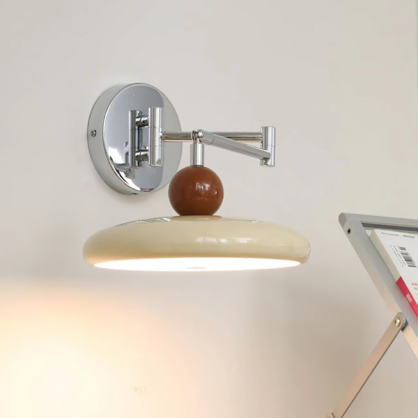 Modern Swing Arm Wall Lamp  Chrome Metal With Cream Shade - Product detail 9