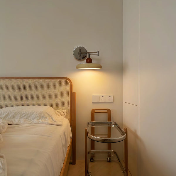 Modern Swing Arm Wall Lamp  Chrome Metal With Cream Shade - Product detail 14