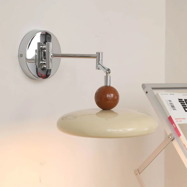 Modern Swing Arm Wall Lamp  Chrome Metal With Cream Shade - Product detail 15