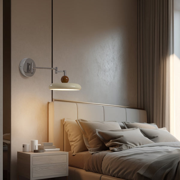 Modern Swing Arm Wall Lamp  Chrome Metal With Cream Shade - Product detail 16