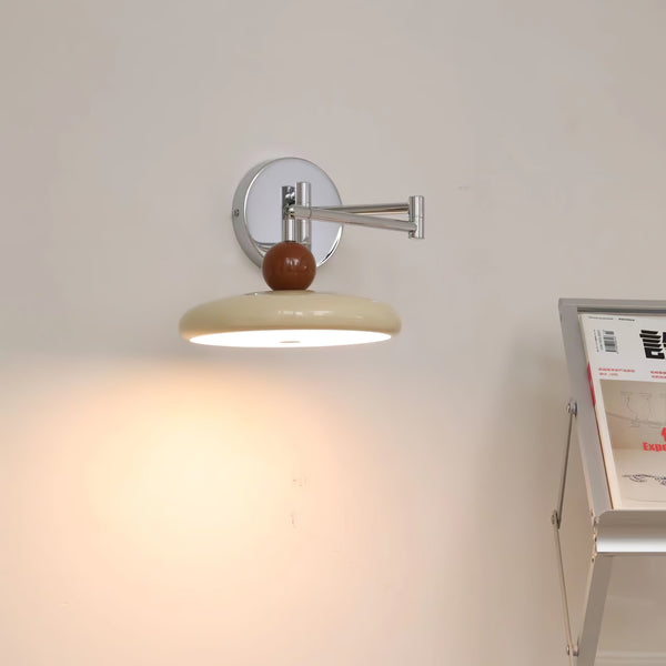 Modern Swing Arm Wall Lamp  Chrome Metal With Cream Shade - Product detail 17