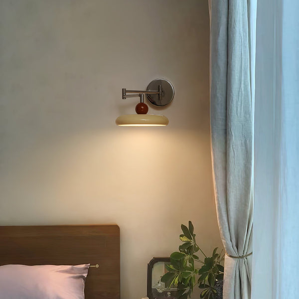 Modern Swing Arm Wall Lamp  Chrome Metal With Cream Shade - Product detail 18