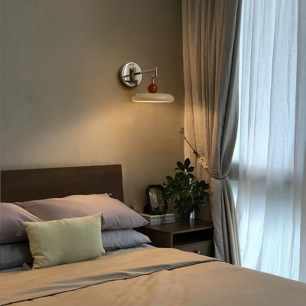 Modern Swing Arm Wall Lamp  Chrome Metal With Cream Shade - Product detail 19