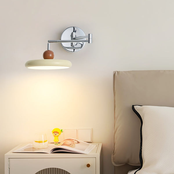 Modern Swing Arm Wall Lamp  Chrome Metal With Cream Shade - Product detail 5