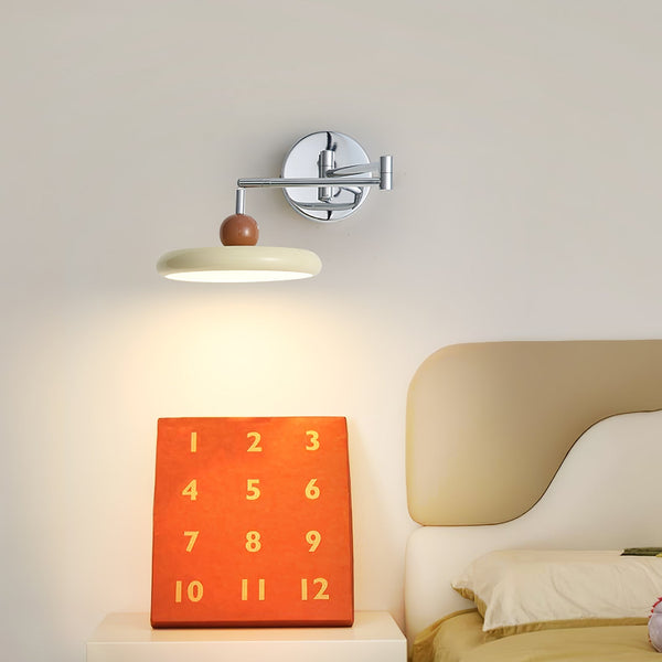 Modern Swing Arm Wall Lamp  Chrome Metal With Cream Shade - Product detail 6