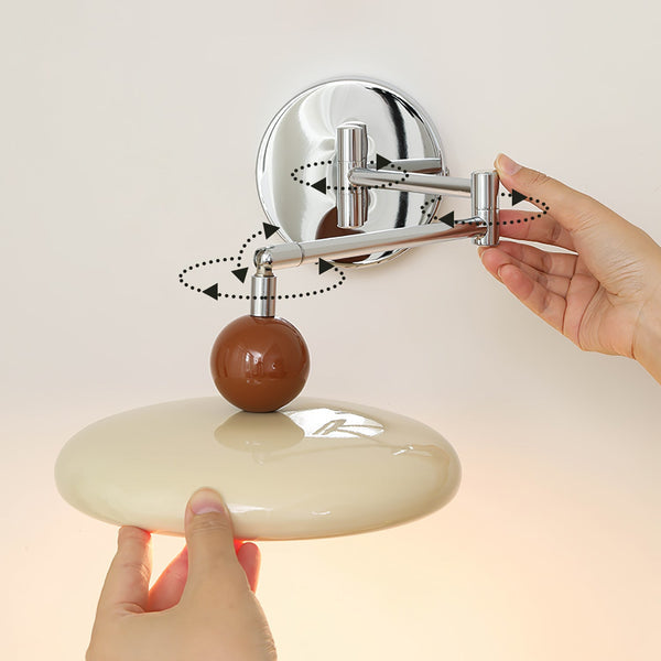 Modern Swing Arm Wall Lamp  Chrome Metal With Cream Shade - Product detail 7