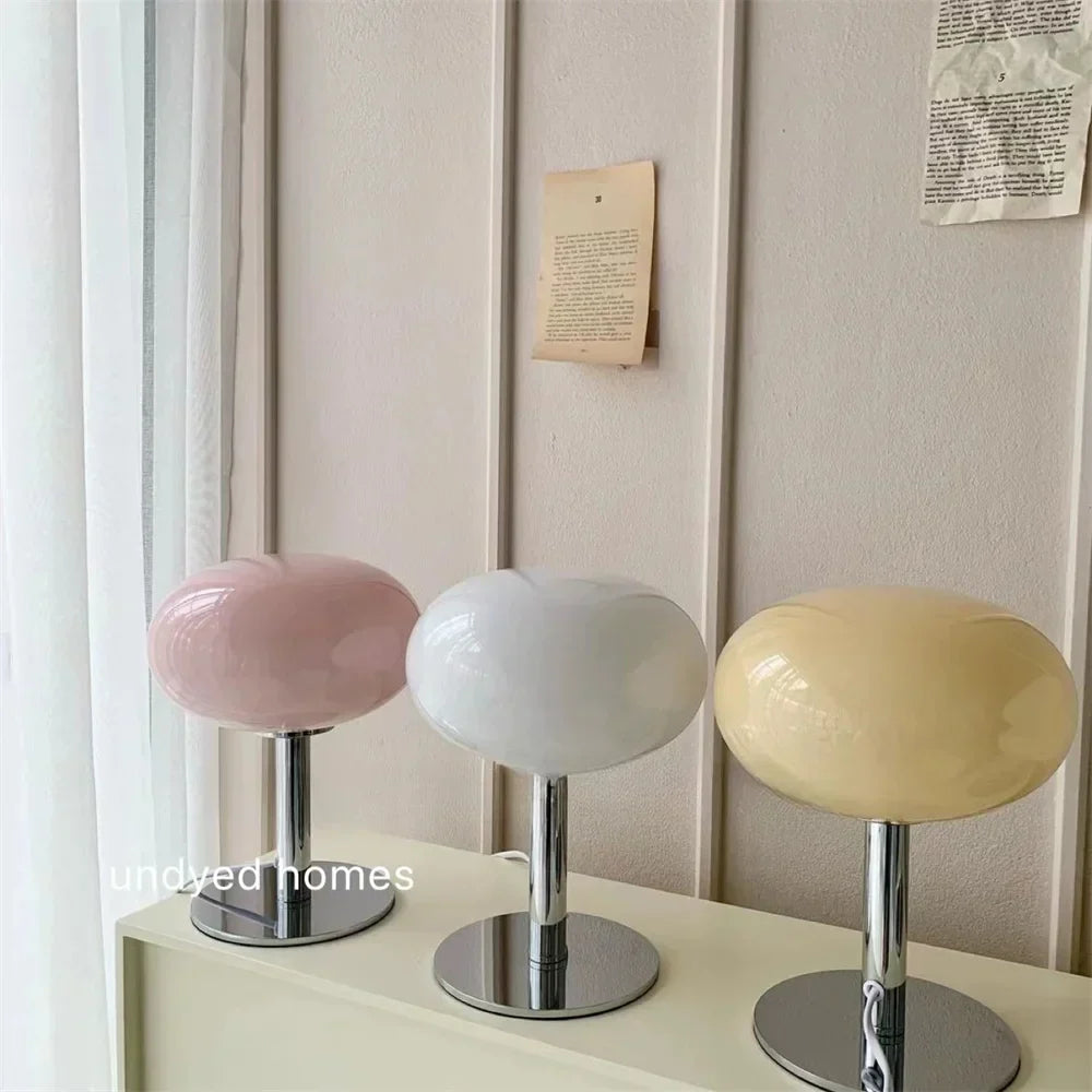 Modern Glass Table Lamp Oval Shade With Chrome Base - Product example