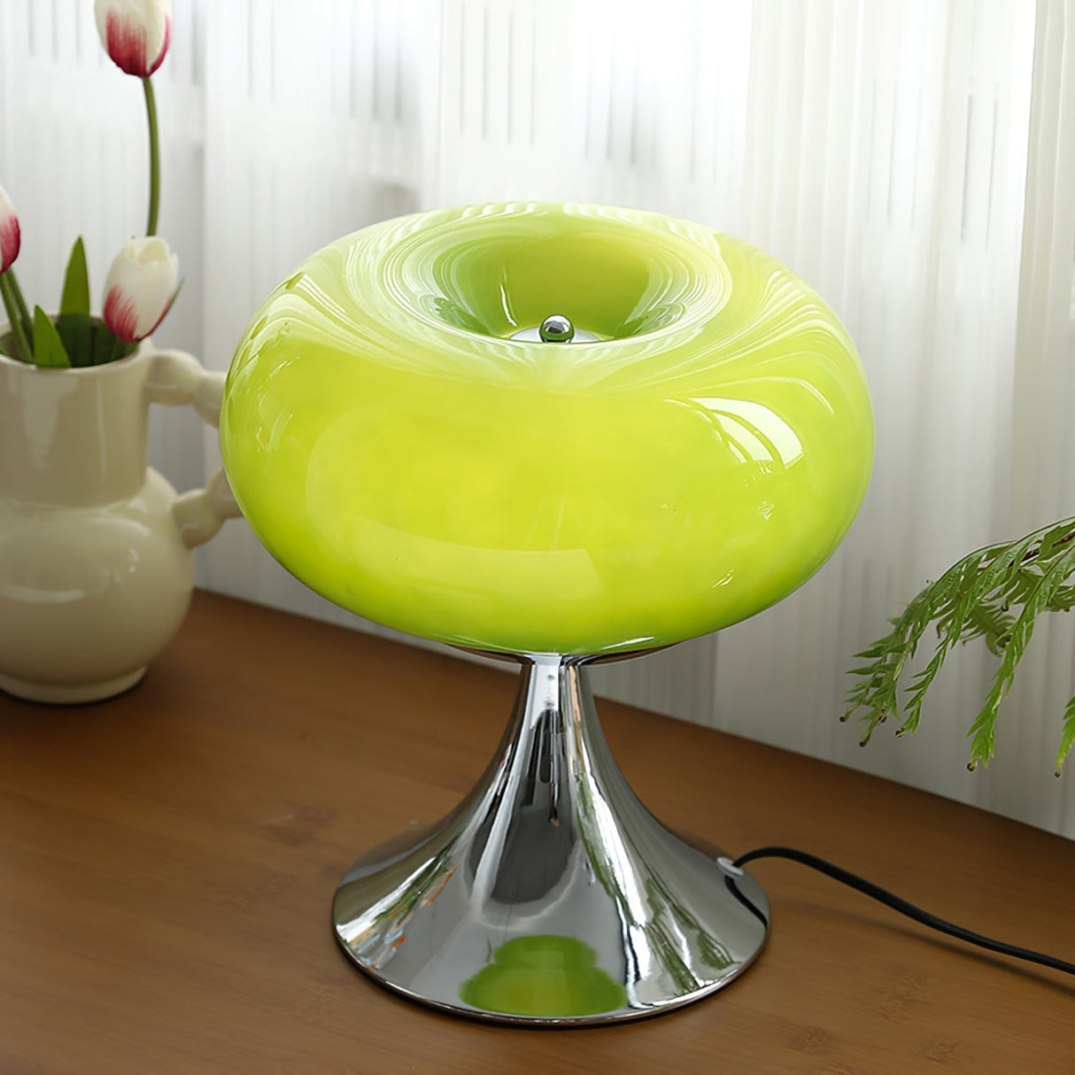 Modern Table Lamp Glass Globe Chrome Base Design - Product detail 8