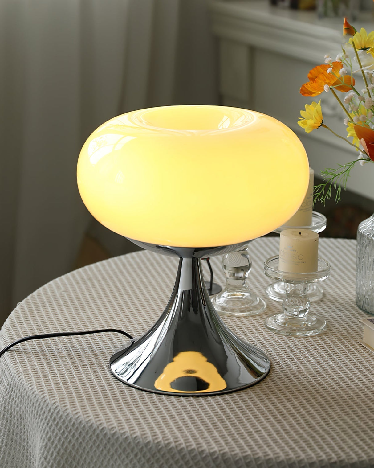 Modern Table Lamp Glass Globe Chrome Base Design - Product detail 23