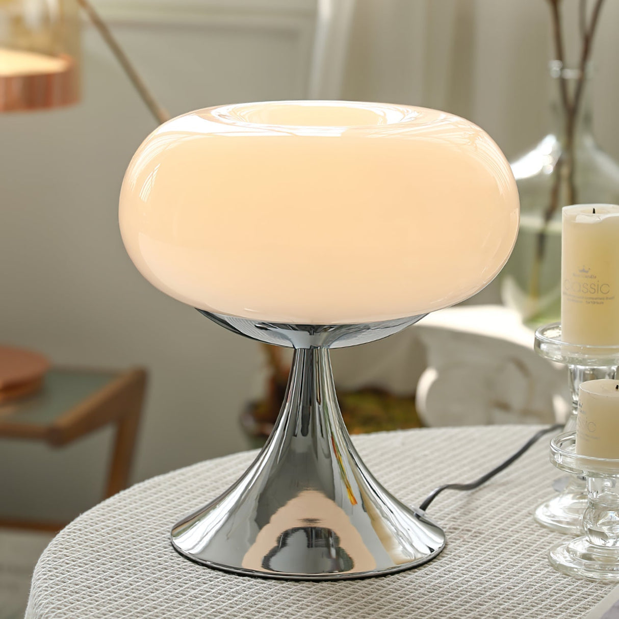 Modern Table Lamp Glass Globe Chrome Base Design - Product detail 28