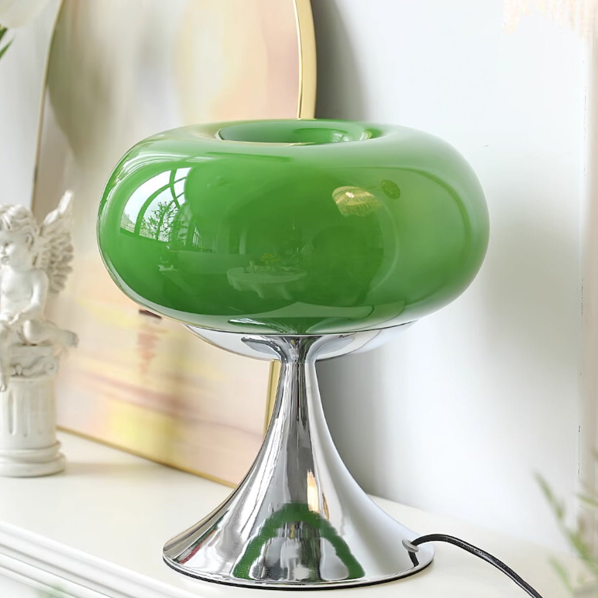 Modern Table Lamp Glass Globe Chrome Base Design - Detailed view