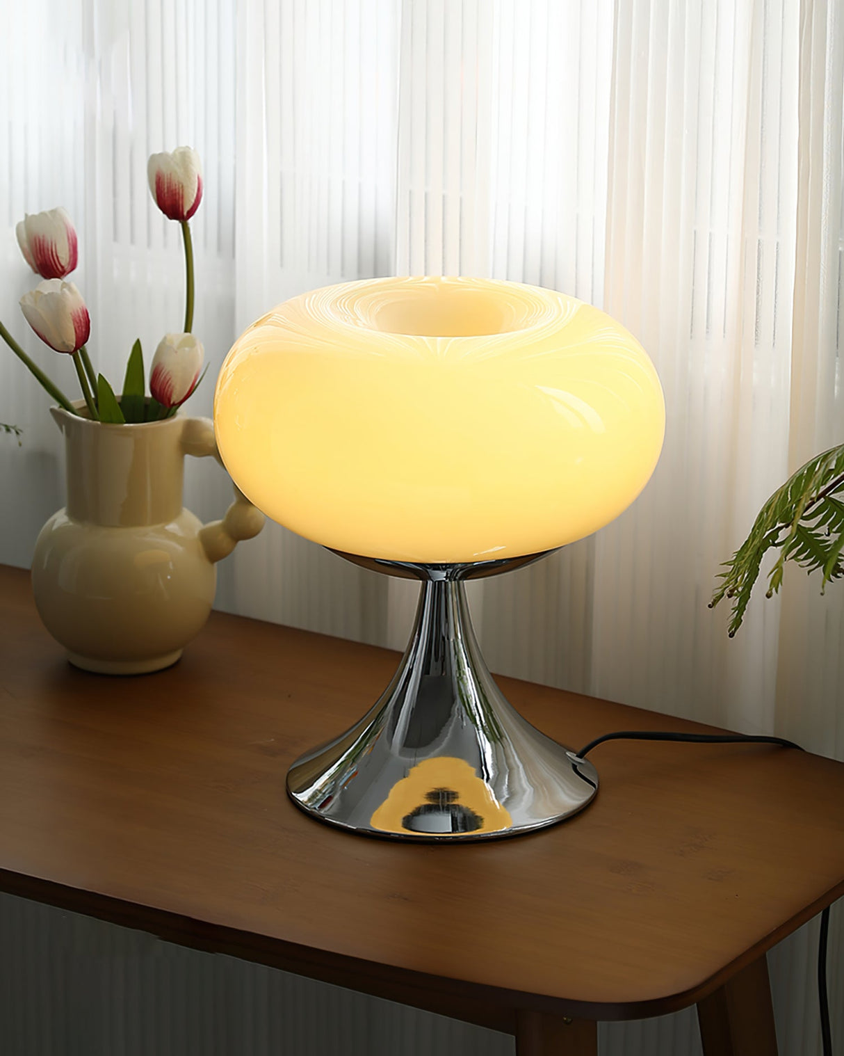 Modern Table Lamp Glass Globe Chrome Base Design - Product detail 32