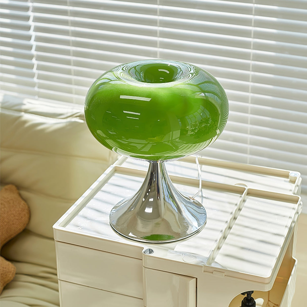 Modern Table Lamp Glass Globe Chrome Base Design - Product example