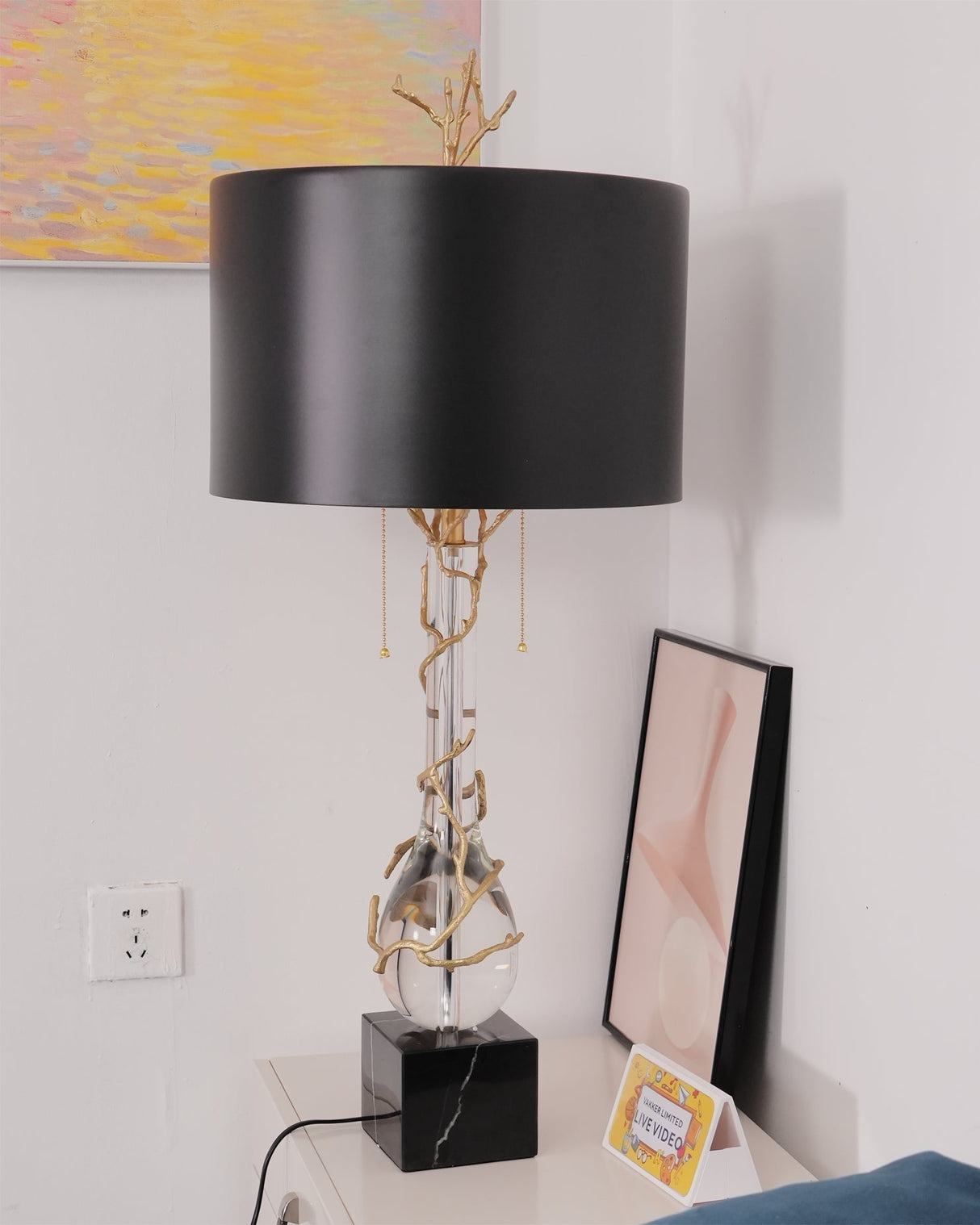 Natural Stone Table Lamp Glass Branch Design - Product example