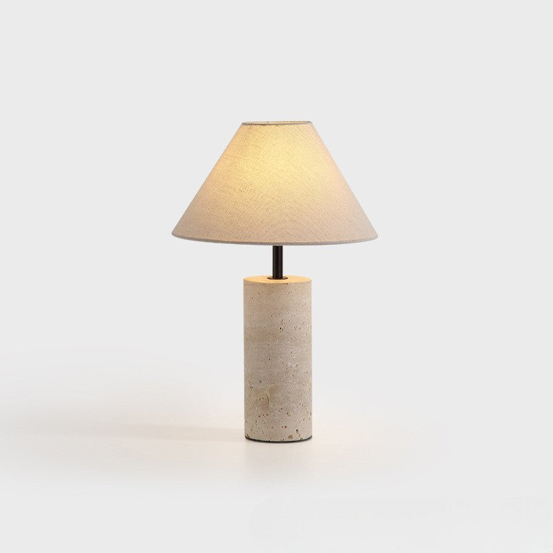 Minimalist Table Lamp Natural Marble Base With Linen Shade - Product detail 6
