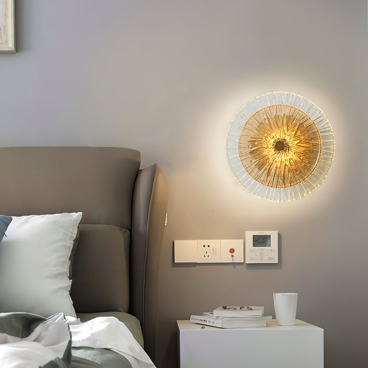 Modern Lotus Wall Light Textured Glass Disc Design - Product detail 11