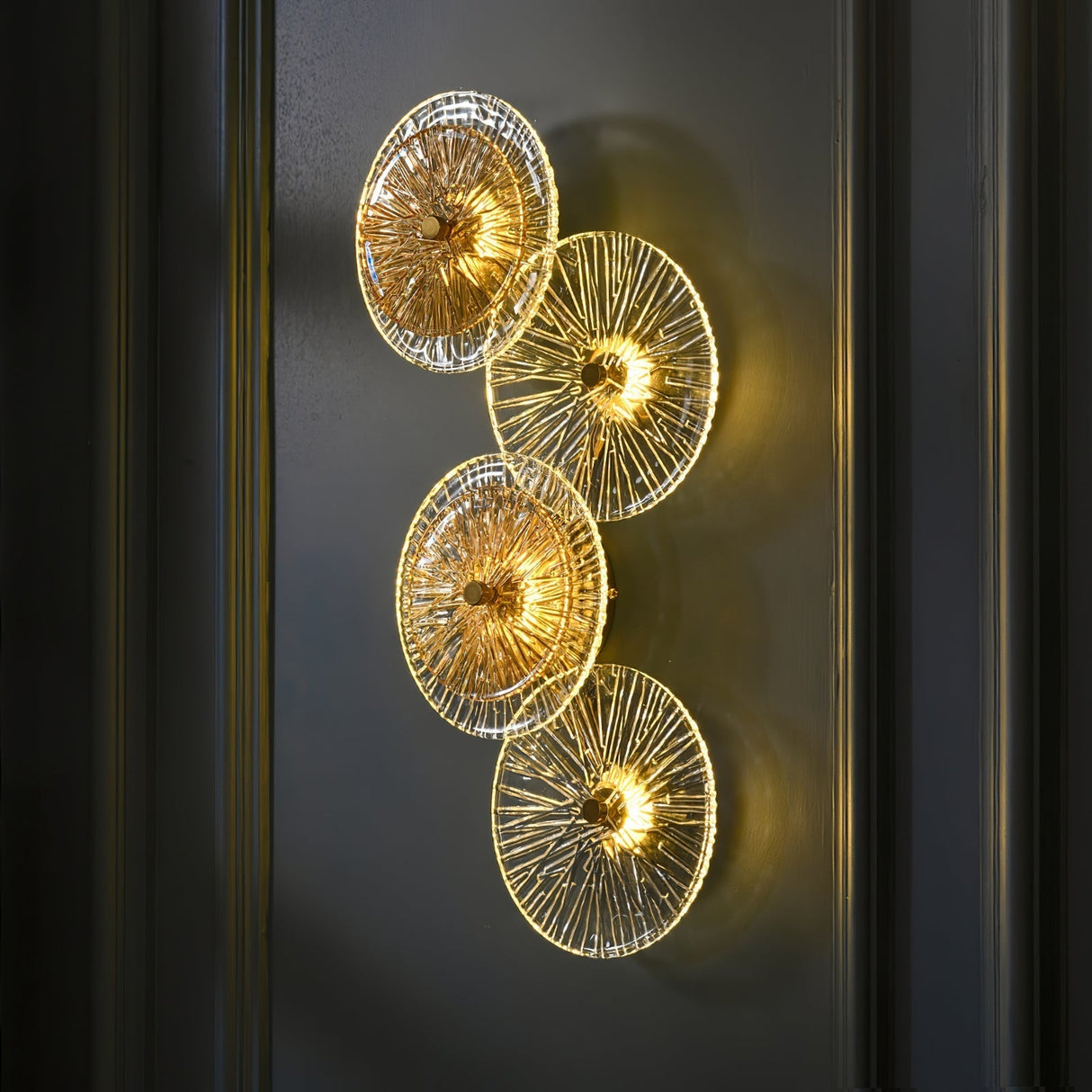 Modern Lotus Wall Light Textured Glass Disc Design - Product detail 5