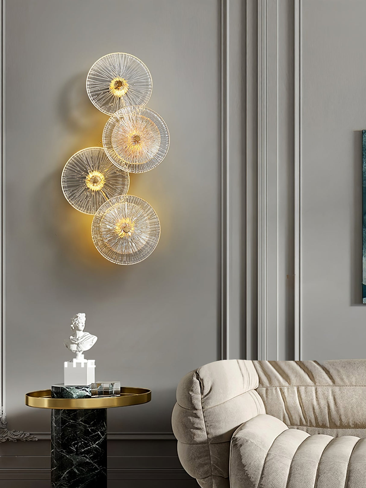 Modern Lotus Wall Light Textured Glass Disc Design - Product detail 30