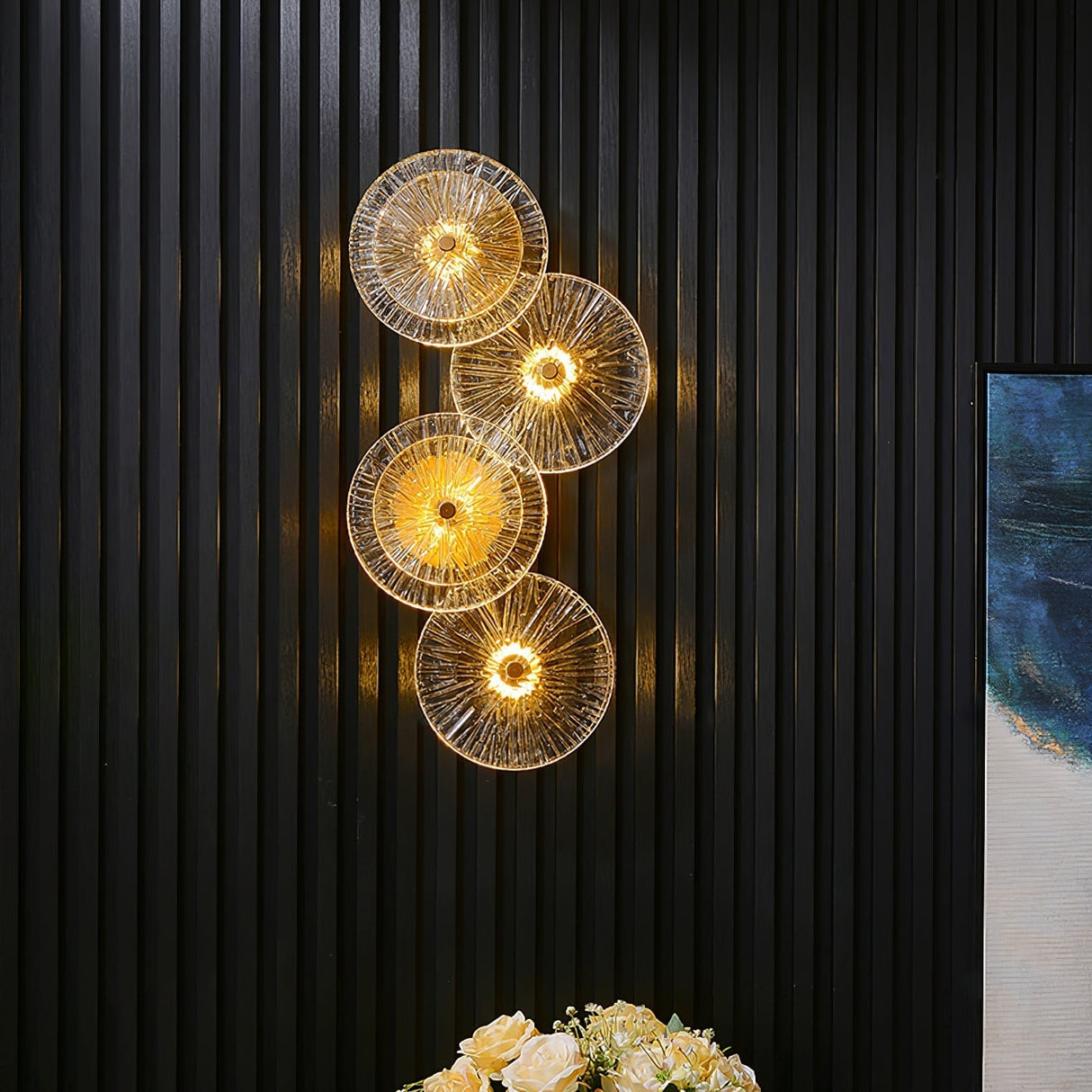 Modern Lotus Wall Light Textured Glass Disc Design - Product detail 4