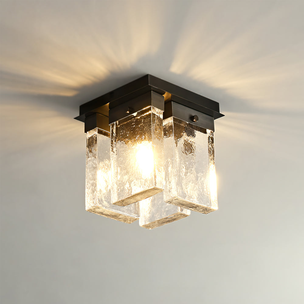 Modern Ceiling Light Textured Glass Black Brass Fixture - Product detail 13