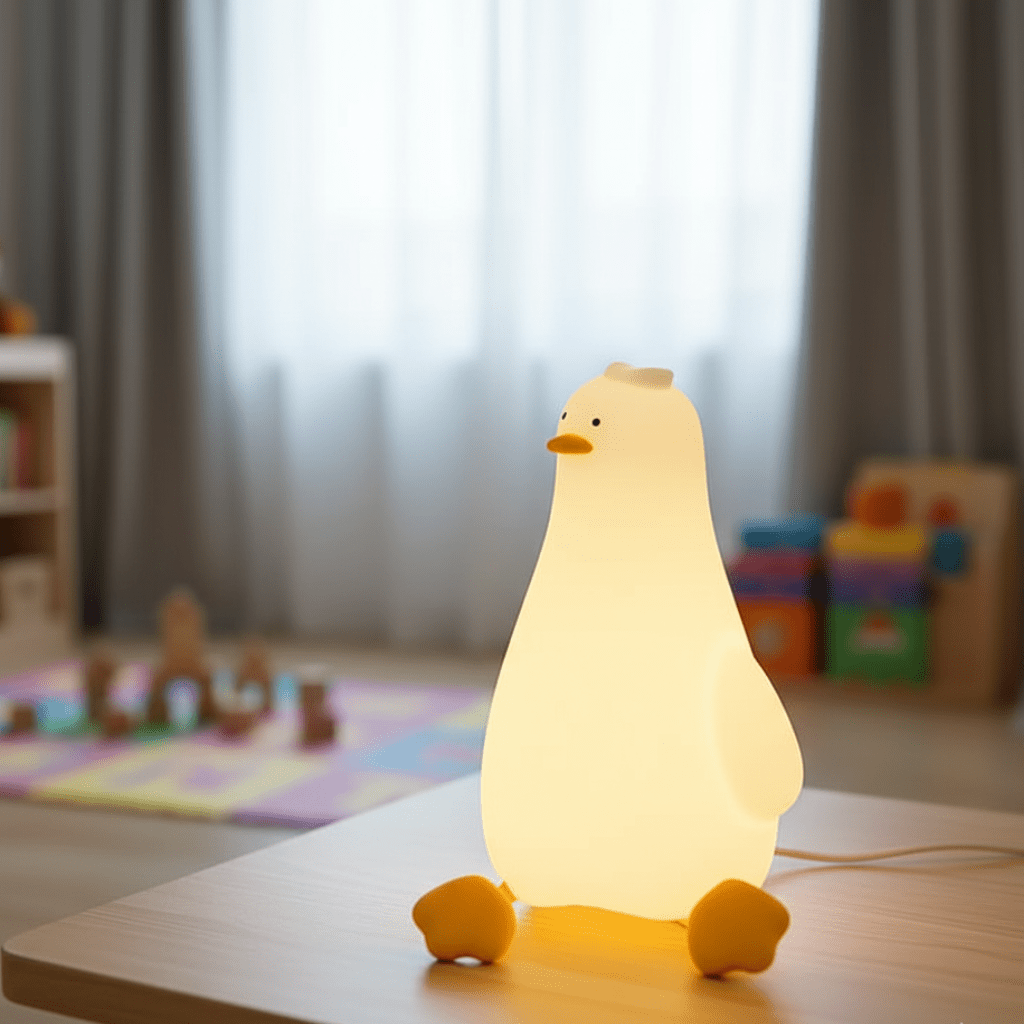 Duck Night Light BPA-Free Silicone Dimmable Kids Lamp - Product showcase